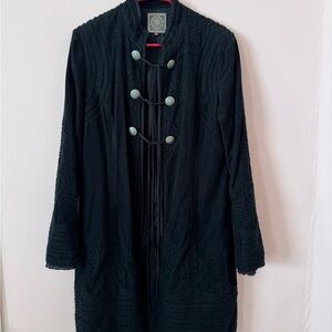 Double D Ranch Black Embroidered Duster with conches and corset